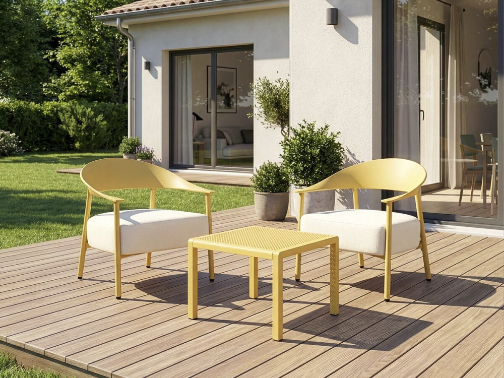 Gartenmöbel aus Metall und Kunststoff "Céora" - 2 Sitzplätze - Gelb