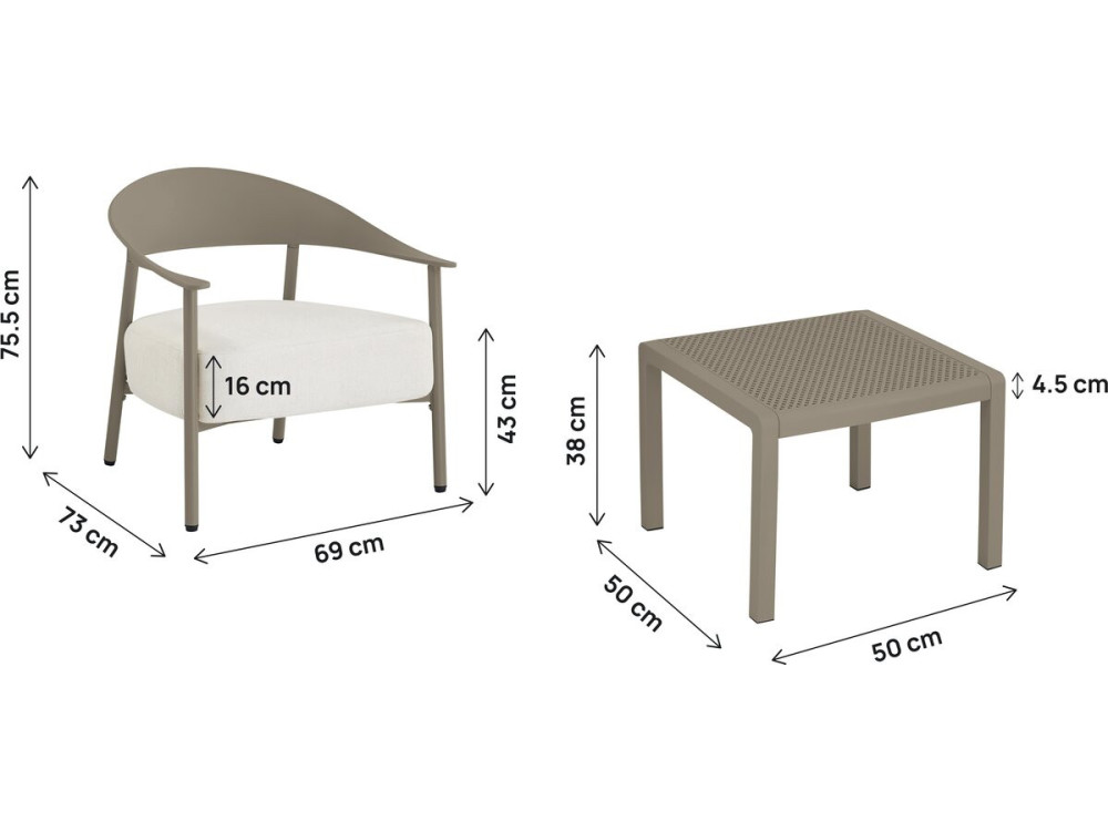 Gartenmöbel aus Metall und Kunststoff "Céora" - 2 Sitzplätze - Taupe