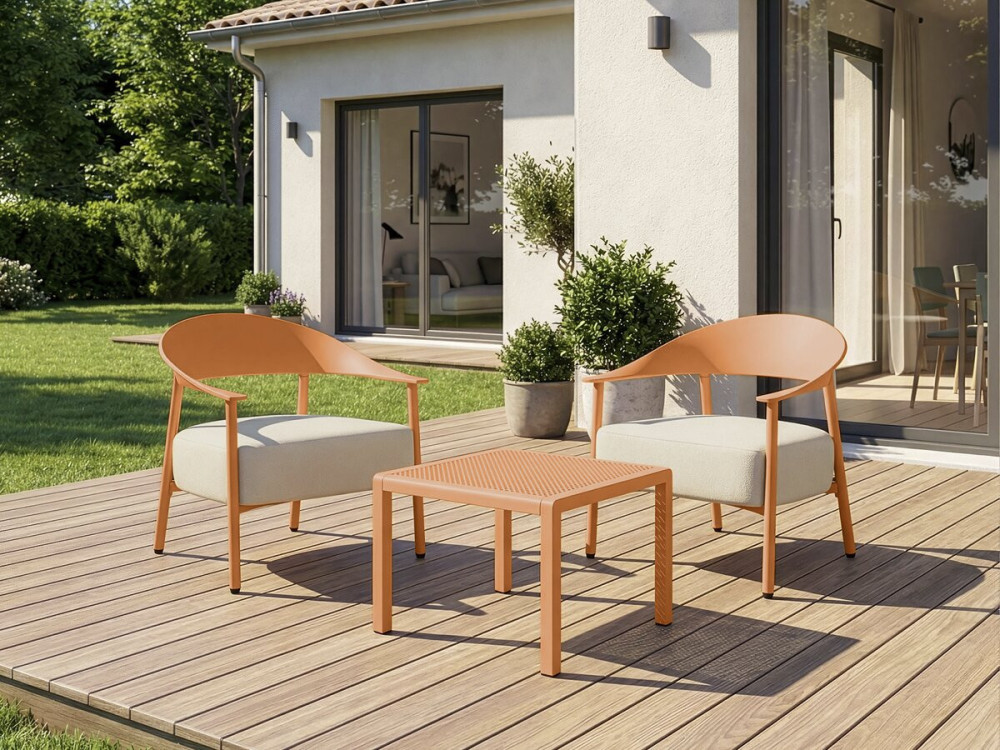 Gartenmöbel aus Metall und Kunststoff "Céora" - 2 Sitzplätze - Orange