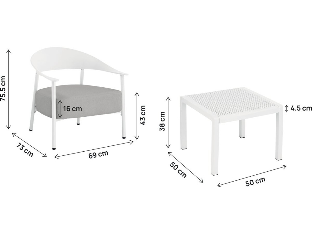 Gartenmöbel aus Metall und Kunststoff "Céora" - 2 Sitzer - Weiß