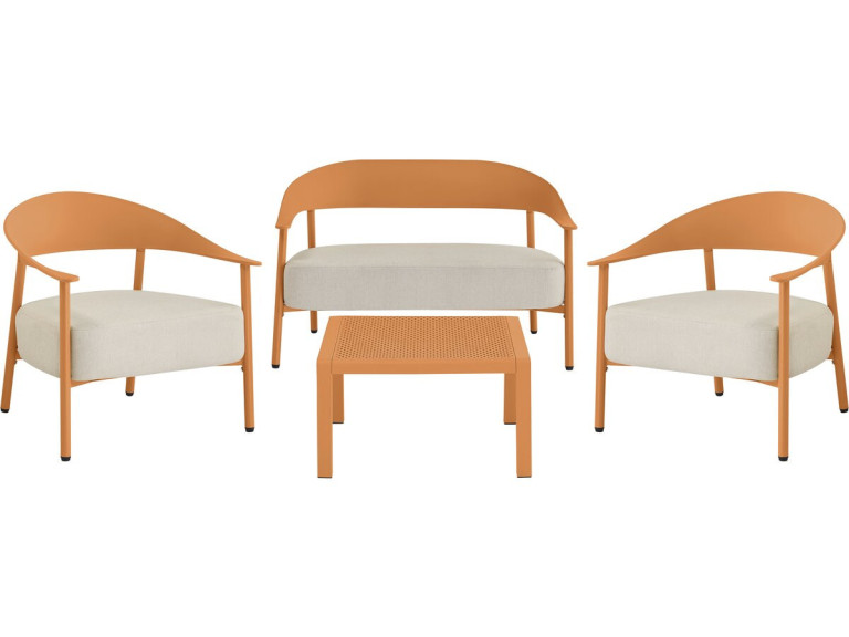 Gartenmöbel aus Metall und Kunststoff "Céora" - 4 Sitzplätze - Orange