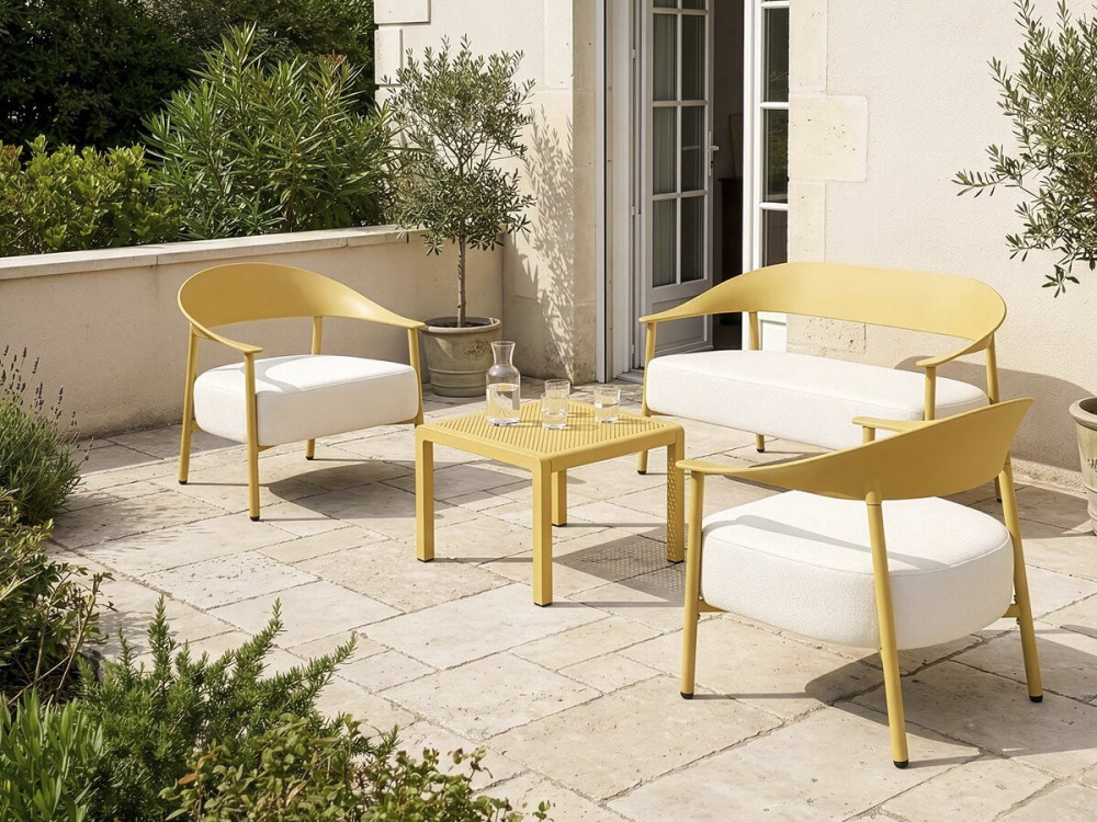 Gartenmöbel aus Metall und Kunststoff "Céora" - 4 Sitzplätze - Gelb