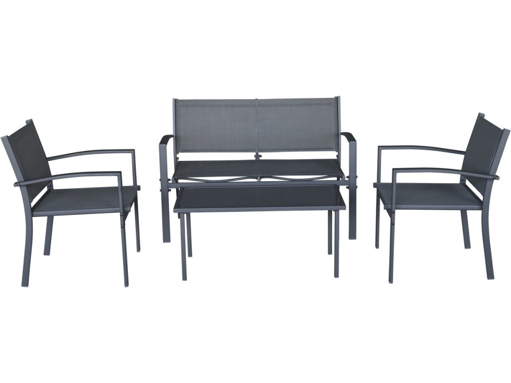 Gartenmöbel aus Metall "Lino II" - 4 Sitzplätze - Schwarz