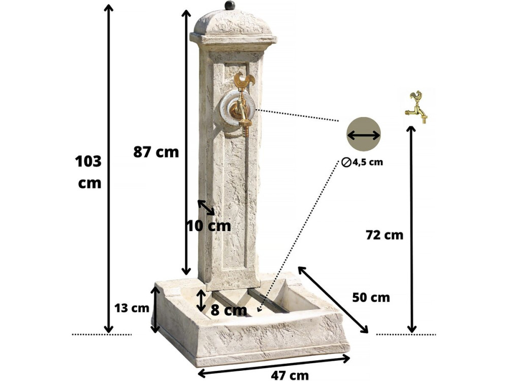 Brunnen "Longchamp" - 0.50 x 0.47 x 1.03 m