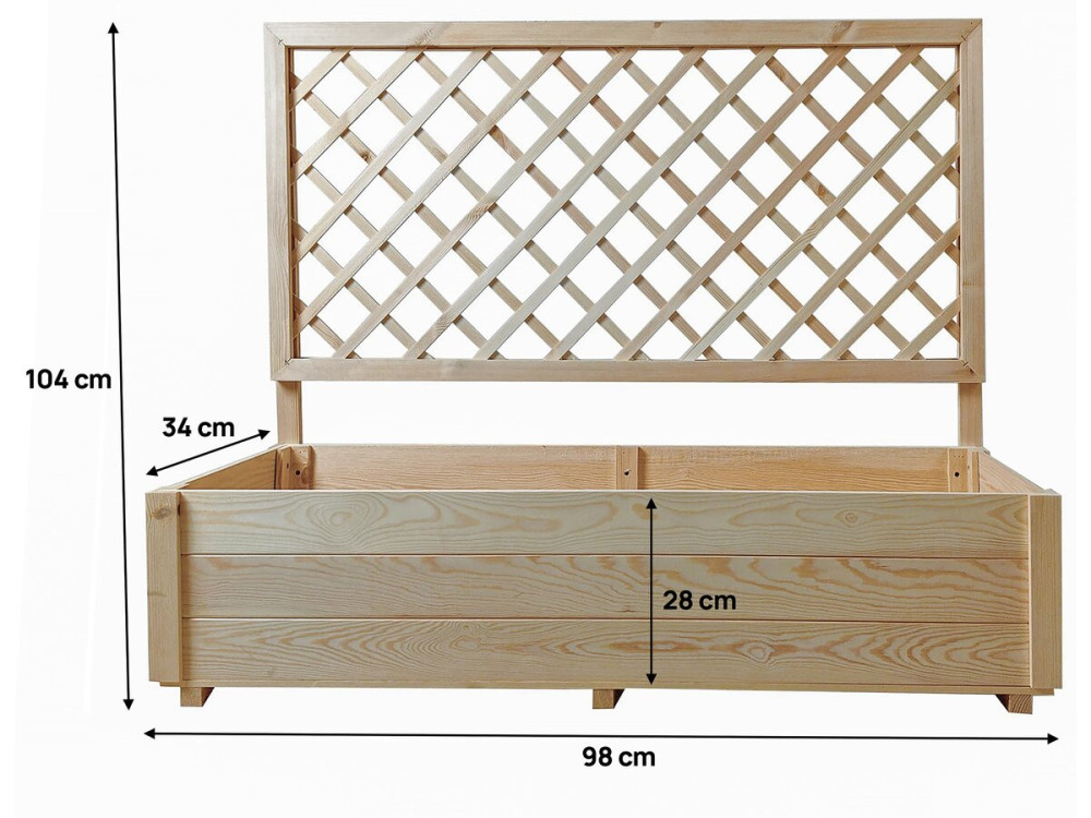 Holzpflanzgefäß „Orpin“ mit Spalier – 98 x 34 x 104 cm