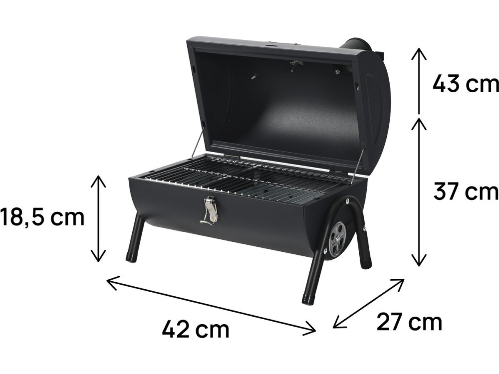 Tragbarer Holzkohlengrill "Captain" - 42 x 27 x 43 cm - Schwarz