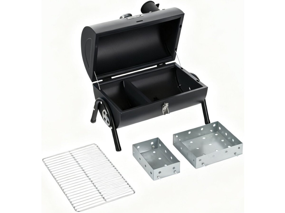 Tragbarer Holzkohlengrill "Captain" - 42 x 27 x 43 cm - Schwarz