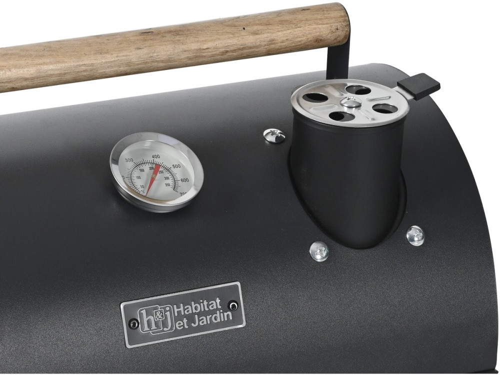Tragbarer Holzkohlengrill "Captain" - 42 x 27 x 43 cm - Schwarz