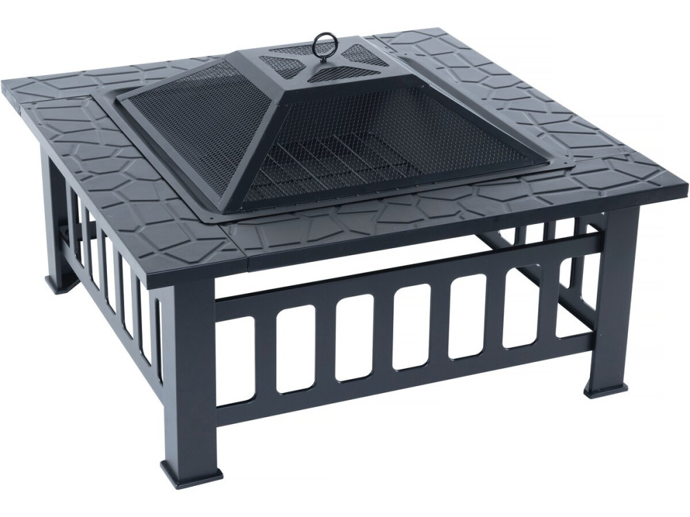 Brasero Grill 3 in 1 mit Schutzdeckel "Flaméo" - Schwarz