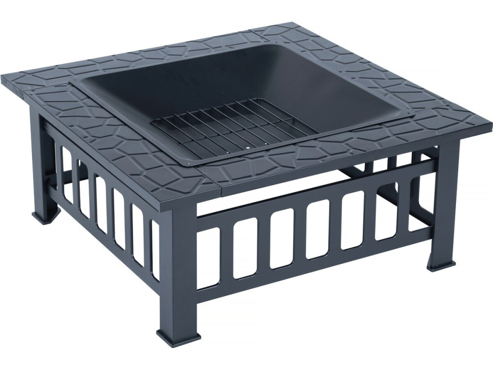 Brasero Grill 3 in 1 mit Schutzdeckel "Flaméo" - Schwarz