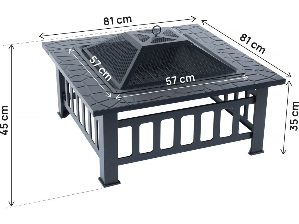 Brasero Grill 3 in 1 mit Schutzdeckel "Flaméo" - Schwarz
