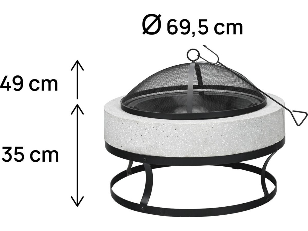 Brasero aus Stein "Torro" - 70 x 70 x 49 cm - Weiß