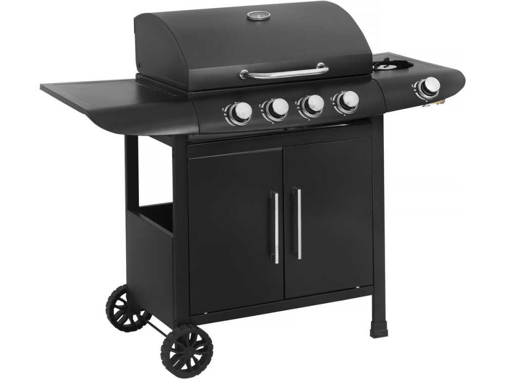 Gasgrill "Feria 5" - 5 Brenner davon 1 Seitenbrenner - 14,5 kW - Schwarz