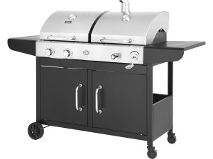 Gaz- und Holzkohle-Grill 2-in-1 "Western" - Schwarz