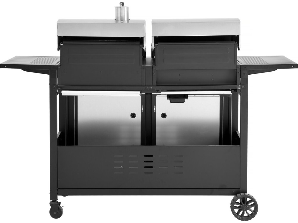 Gaz- und Holzkohle-Grill 2-in-1 "Western" - Schwarz