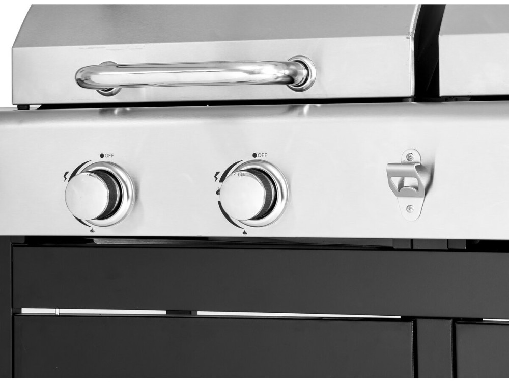Gaz- und Holzkohle-Grill 2-in-1 "Western" - Schwarz