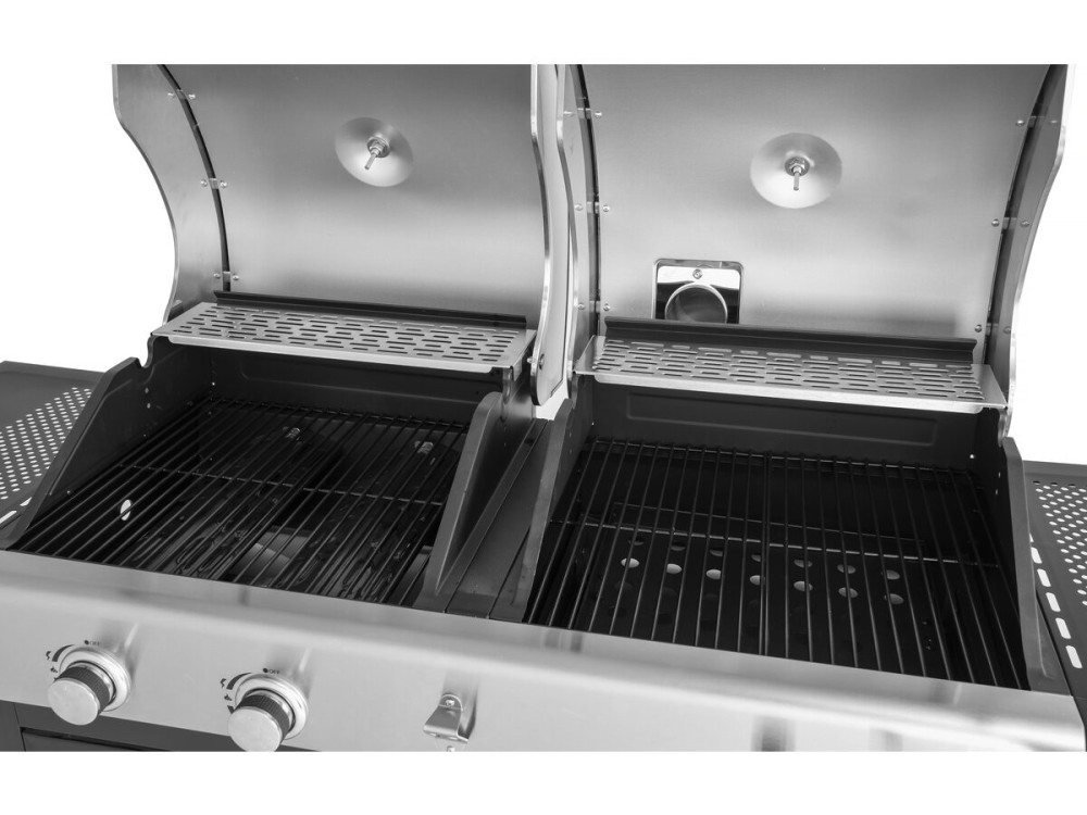 Gaz- und Holzkohle-Grill 2-in-1 "Western" - Schwarz