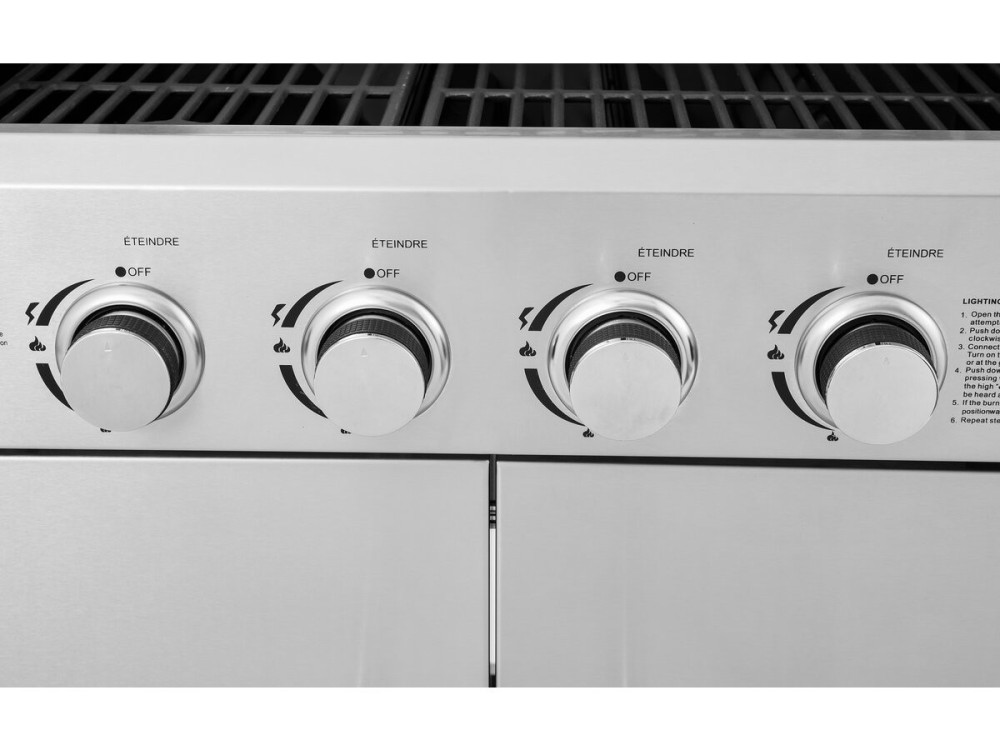 Gasgrill aus Edelstahl mit 5 Brennern, davon 1 Seitenbrenner "Brazzo" - 118 x 57 x 104 cm - Hellgrau