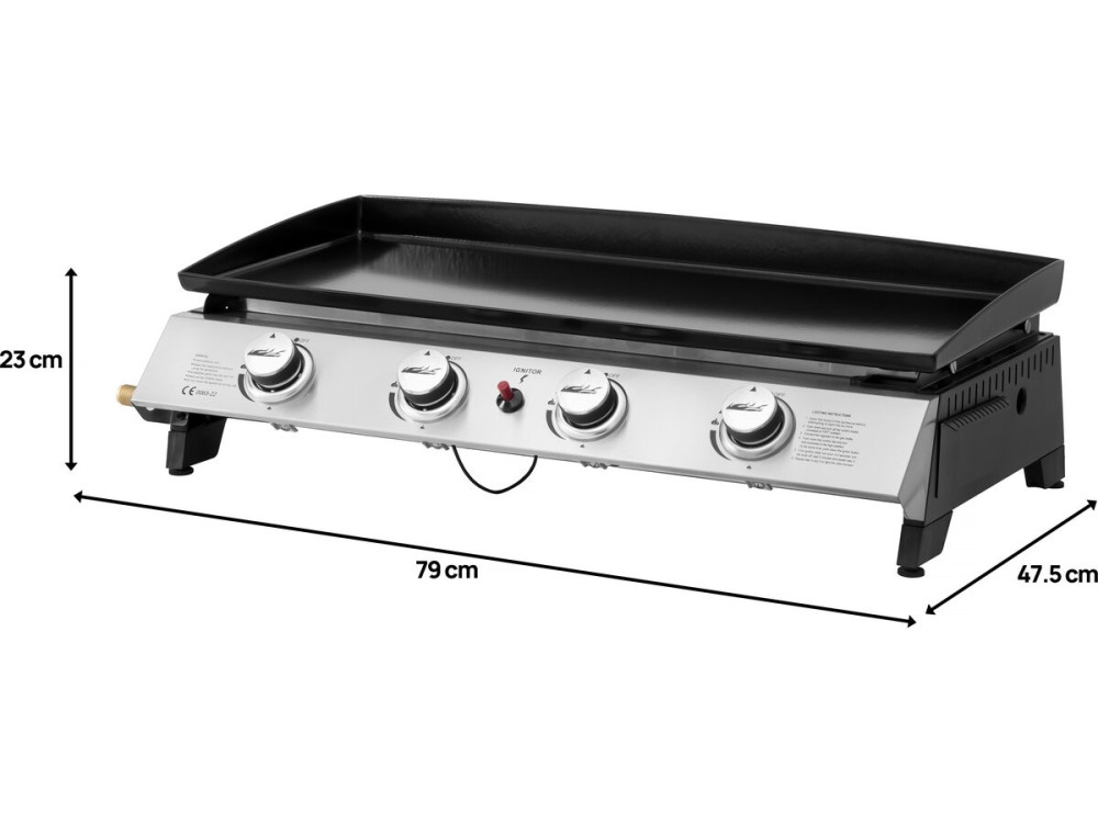 Plancha mit 4 Gasbrennern "Jolly" - 10 kW - Grau