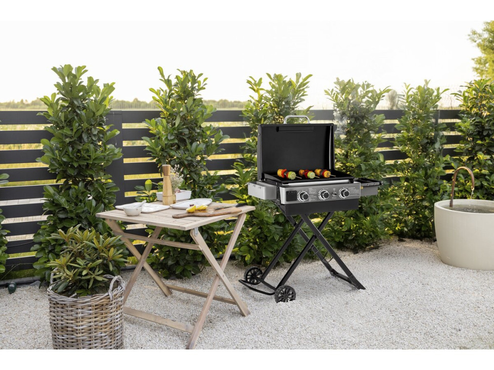 Gasplancha mit faltbarem und tragbarem Wagen "Firo" - 7,5 kw - Schwarz