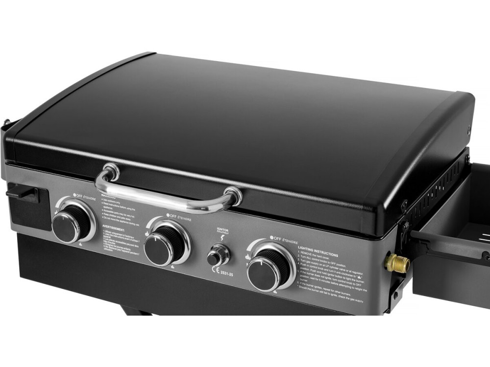 Gasplancha mit faltbarem und tragbarem Wagen "Firo" - 7,5 kw - Schwarz