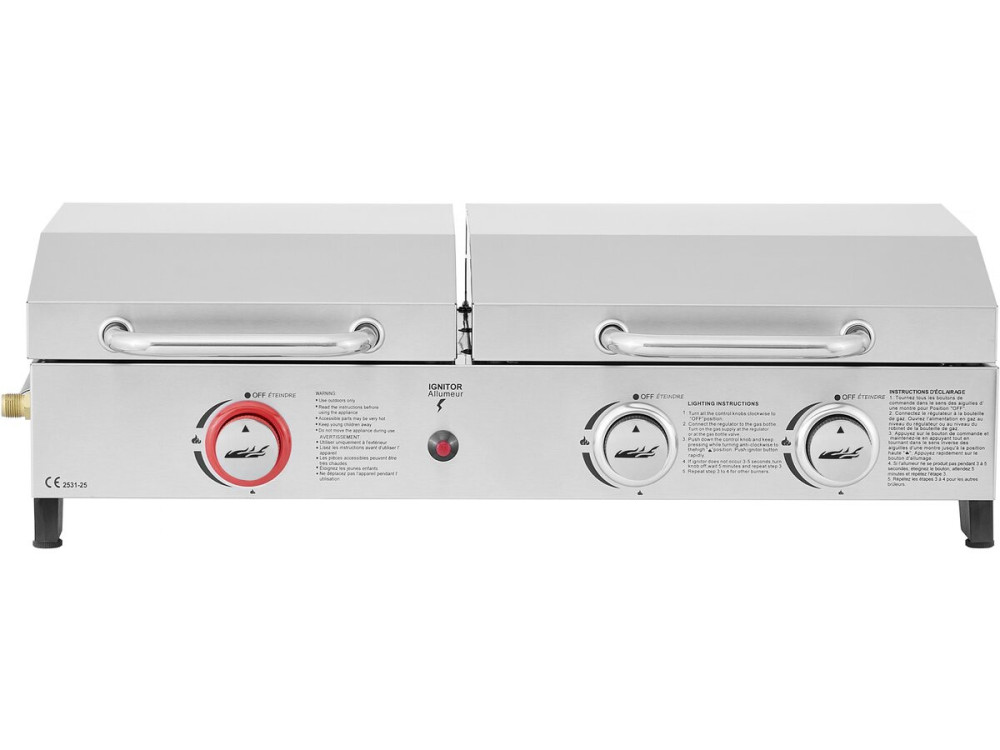 Plancha Gasgrill mit Rost und Plancha "Flamo" - 3 Brenner - Grau