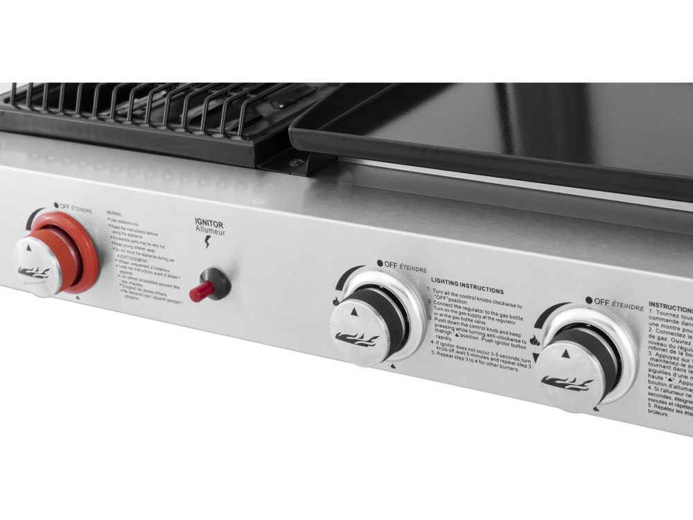 Plancha Gasgrill mit Rost und Plancha "Flamo" - 3 Brenner - Grau