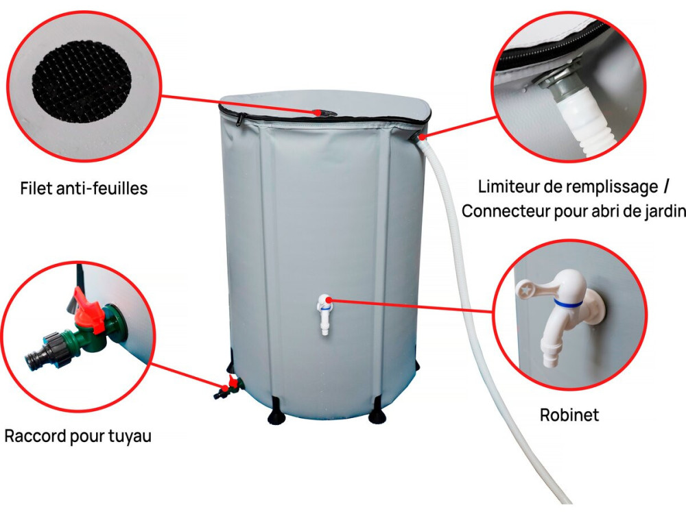 Regenwassersammler aus weichem PVC 250 l - Grau
