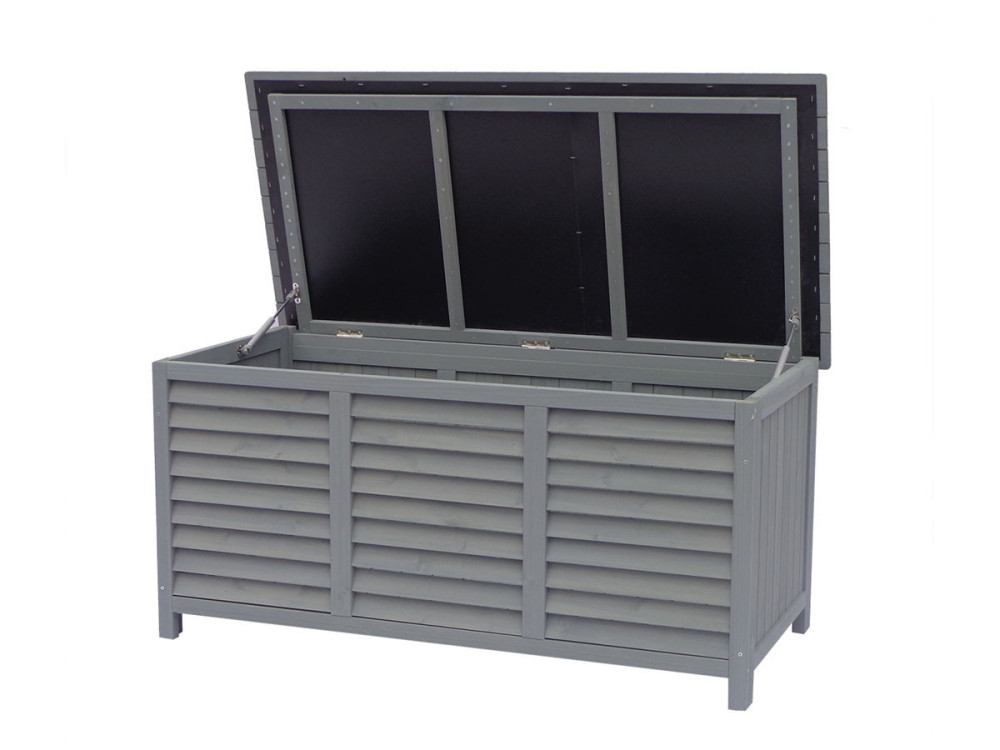 Gartenbox aus Holz "Macao" - 130 x 64 x 60 cm - Anthrazit