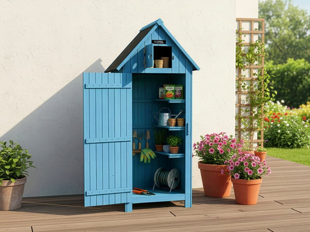 Gartenschrank "Cabanon"  - 77 x 54,5 x 179 cm - Himmelblau