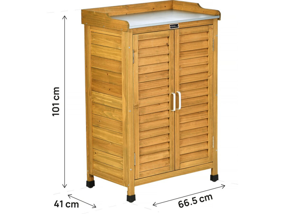 Gartenschrank aus Holz mit Rollen "Alexia" - 66 x 41 x 101 cm - Braun