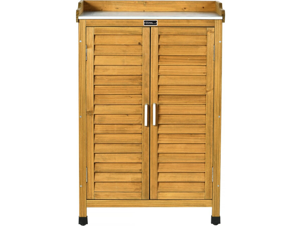 Gartenschrank aus Holz mit Rollen "Alexia" - 66 x 41 x 101 cm - Braun