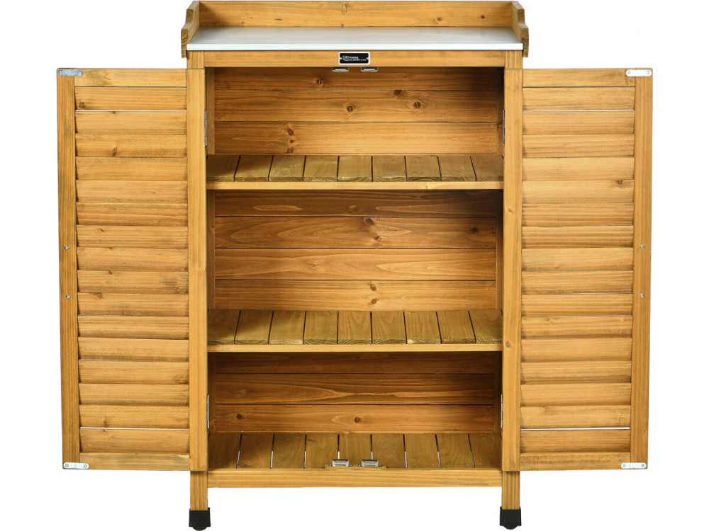 Gartenschrank aus Holz mit Rollen "Alexia" - 66 x 41 x 101 cm - Braun