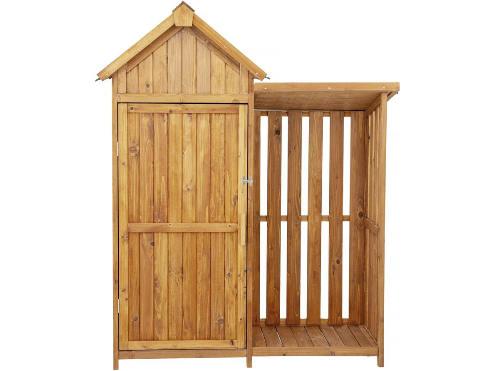 Gartenschrank aus Holz mit Kaminholzablage "Noé" - 136 x 57 x 170 cm - Braun