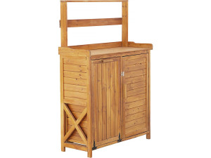 Gartenschrank aus Holz mit integriertem Mülleimer "Lou" - Braun