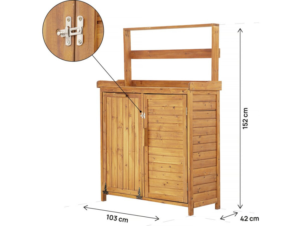 Gartenschrank aus Holz mit integriertem Mülleimer "Lou" - Braun