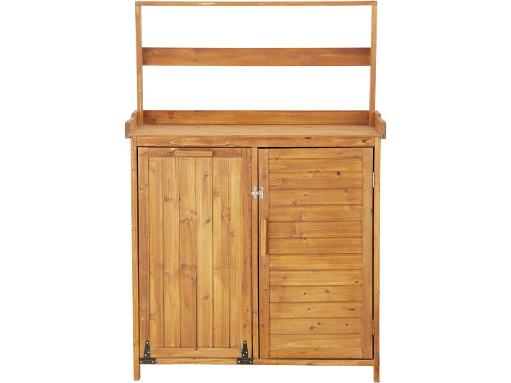 Gartenschrank aus Holz mit integriertem Mülleimer "Lou" - Braun