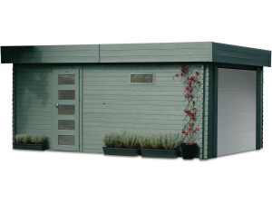 Garage "Modern" - 19.26 m² - 3.58 x 5.38 x 2.56 m - 40 mm - Motorisierte Tür