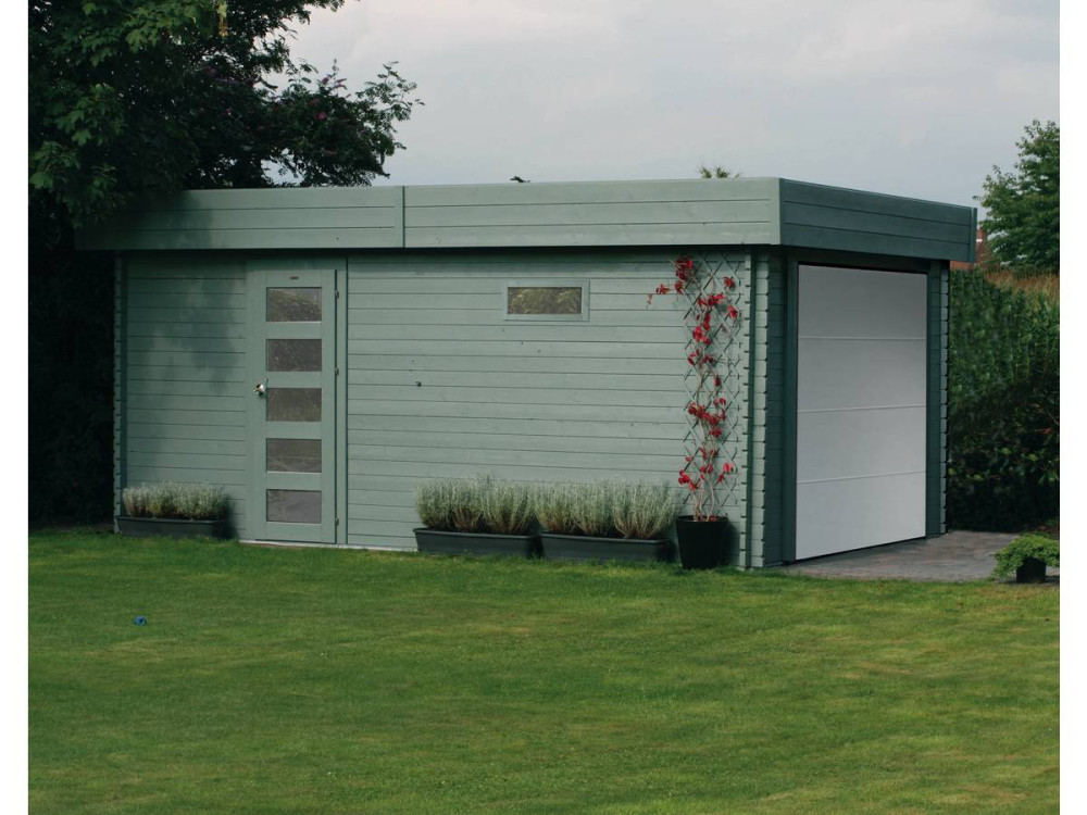 Garage "Modern" - 19.26 m² - 3.58 x 5.38 x 2.56 m - 40 mm - Motorisierte Tür