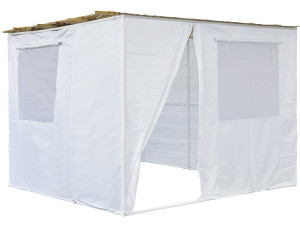 Sukkah-Set NINA anpassbar 3 x 3 - 3 Bambusrollen und 2 Holzpfosten