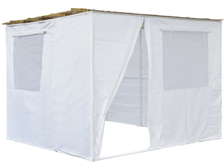 Sukkah-Set NINA anpassbar 3 x 3 - 3 Bambusrollen und 2 Holzpfosten