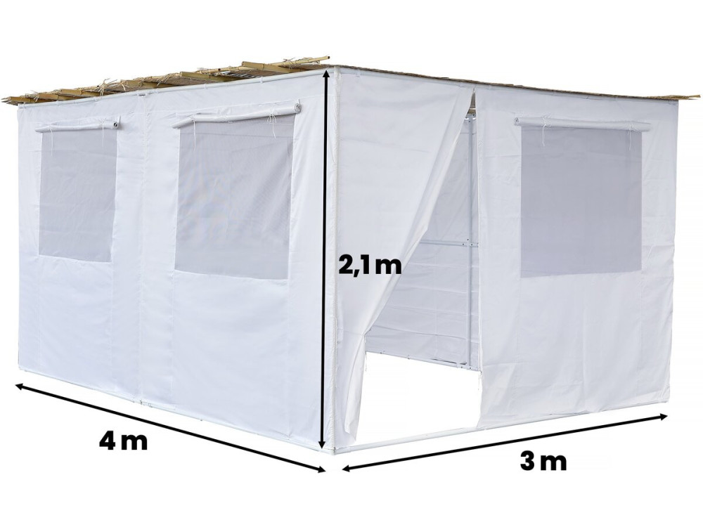 Sukkah-Set NINA anpassbar - 4 x 3 - 4 Bambusrollen und 4 Holzpfosten