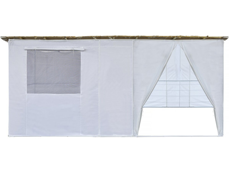 Sukkah-Set NINA anpassbar 4 x 2 mit 2 Bambusrollen und 4 Holzpfosten