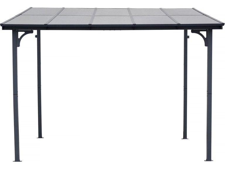Anbaupergola „Marvin“ – 3 x 3 m – 304 x 298 x 243 cm – Dunkelgrau