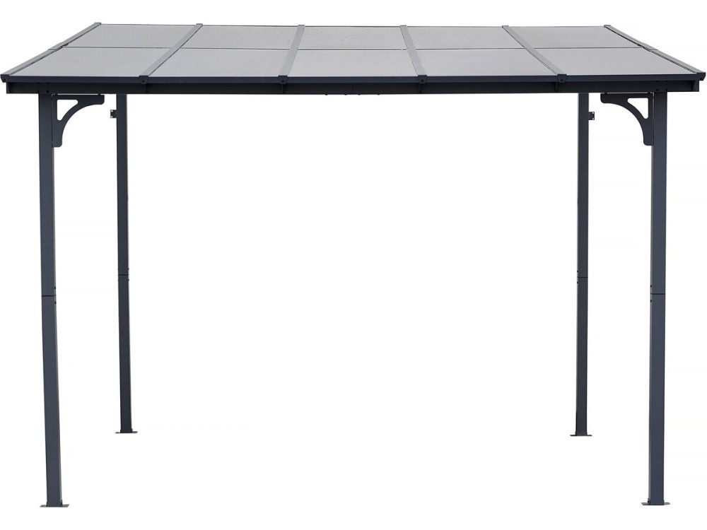 Anbaupergola „Marvin“ – 3 x 3 m – 304 x 298 x 243 cm – Dunkelgrau