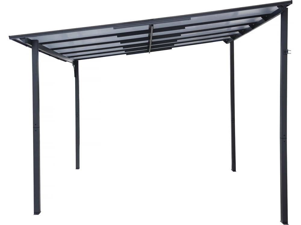 Anbaupergola „Marvin“ – 3 x 3 m – 304 x 298 x 243 cm – Dunkelgrau