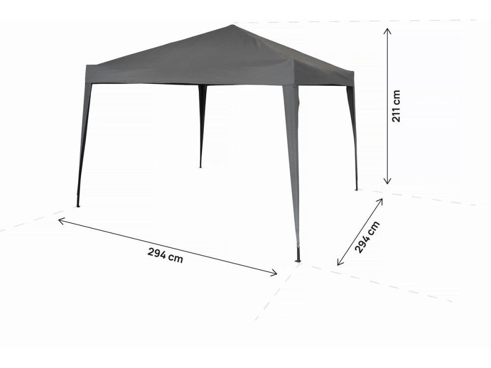 Zusammenklappbare Gartenlaube "Svetlana 3" - 9 m² - 3 x 3 m - Grau