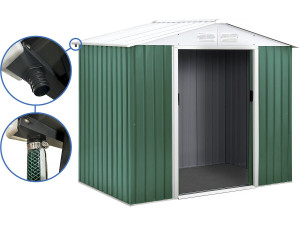 Gerätehaus aus Metall - "Rosas "- 4,07 m² mit Dachrinne - Grün