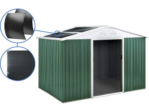 Gerätehaus aus Metall - "Rosas "- 7,06 m² mit Solarpaneelen - Grün