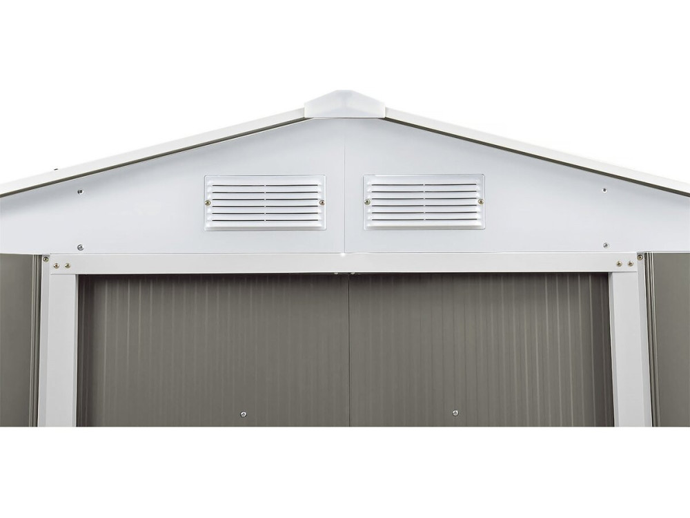 Gerätehaus aus Metall „Dallas“ - 15,16 m² mit Solarpaneelen - Taupe